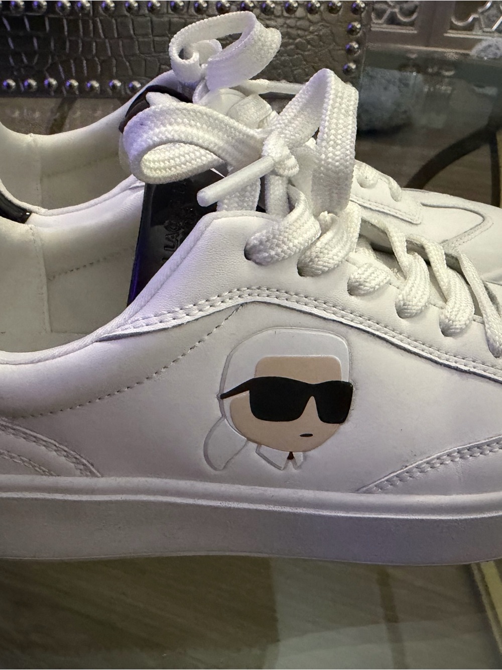 Karl Lagerfeld  White Sneakers with Karl Cartoon Patch